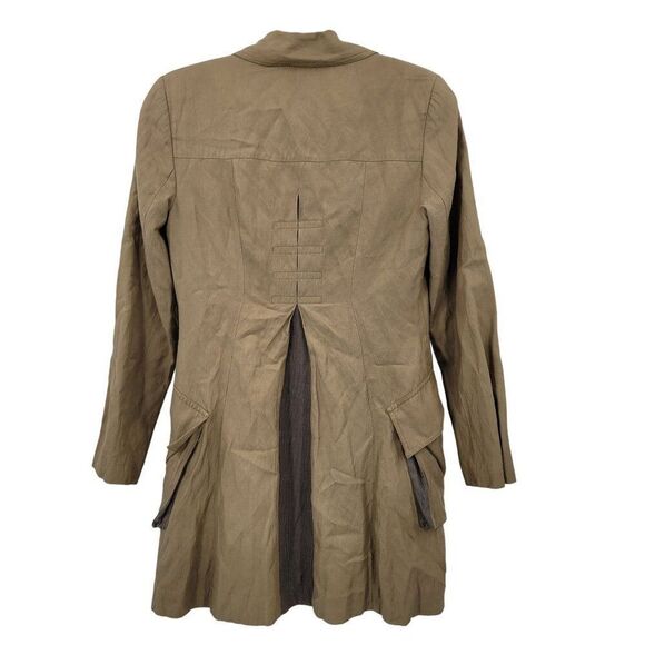 CAbi Sz XS Treasure Hunter Brown Flared Long Button Trench Coat Womens Jacket - Picture 8 of 11